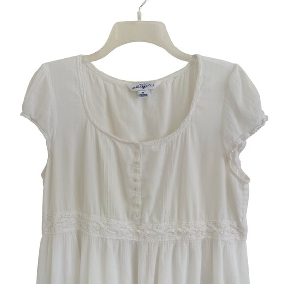 April Cornel Nightgown Nighty Pajamas Size Medium Gently Used Cotton White - Picture 2 of 10
